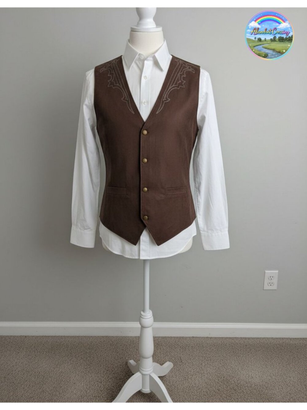 Men's Western Suede Vest Slim Fit Cowboy Waistcoat